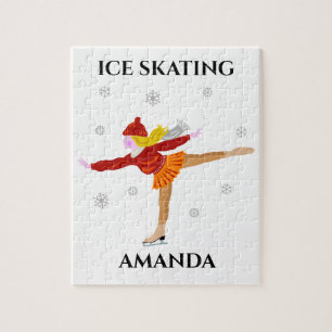Un puzzle de fille de patin à glace avec le nom d