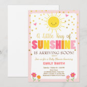 Un rayon de soleil Baby shower invitation Pink Gir (Devant / Derrière)