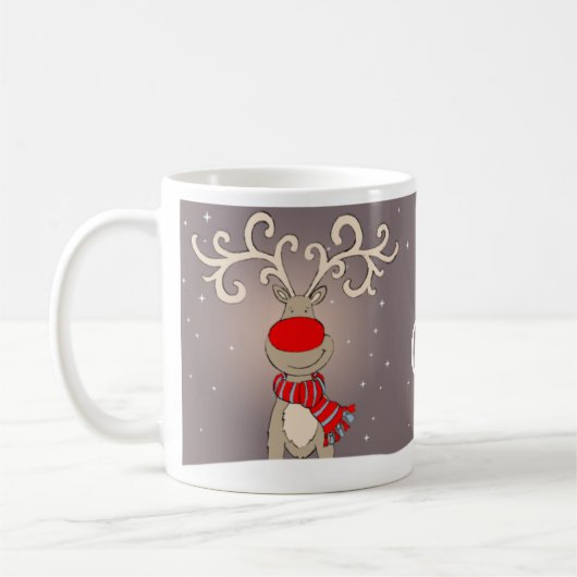 Un renne roux amusant Joyeux mug de Noël (Gauche)