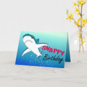 Un requin coloré amusant Bonne carte d'anniversair (Fleur jaune)