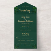 Un Riche Thème Vert Or Tout En Une Invitation (À l'intérieur)