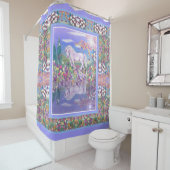 Un rideau de douche violet paradis (En situation)