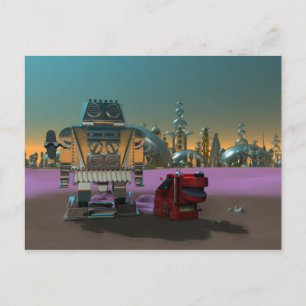 Un robot et sa carte postale de chien