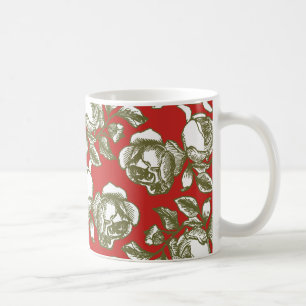 Un Rose d'or blanc sur la Mug de café rouge