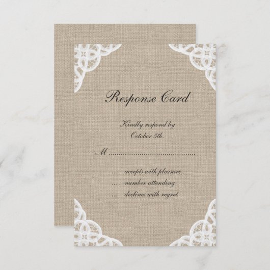 Un RSVP Russe en dentelle et en burlap (Devant / Derrière)