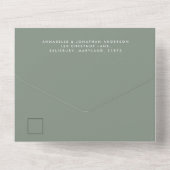 Un sauge vert simple mariage tout en une invitation (Verso)