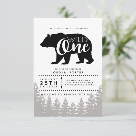 Un sauvage rustique | Invitation de fête d'anniver (Debout devant)