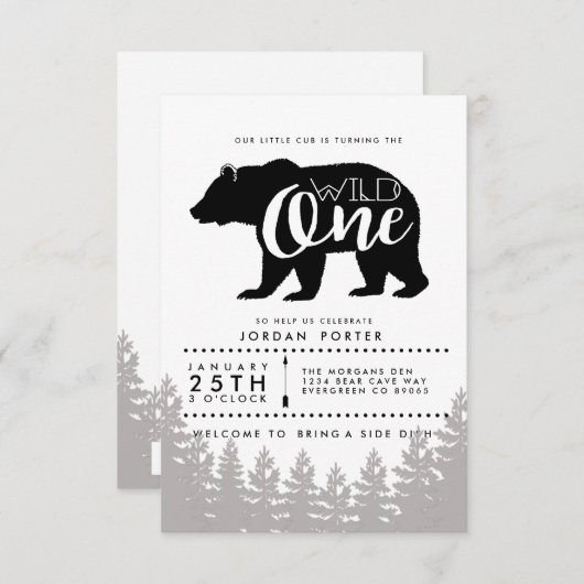 Un sauvage rustique | Invitation de fête d'anniver (Devant / Derrière)