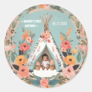 Un sauvage | Stickers Floral Teepee d'anniversaire