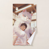 Un selfie avec le géant du fluffy (Serviette à main)