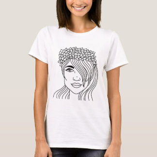 Un seul trait femme visage art T-shirt design pour