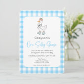 Un Silly Goose Blue 1er Anniversaire Invitation ph (Debout devant)