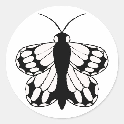 Un simple autocollant de papillon noir-n-blanc. (Devant)