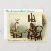 Un singe peint une carte de Noël pour chien (Devant / Derrière)