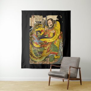 Un sorcier japonais évoquant une tapisserie de dra