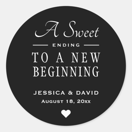 Un Sticker De Faveur De Mariage Noir Finissant Dou (Devant)