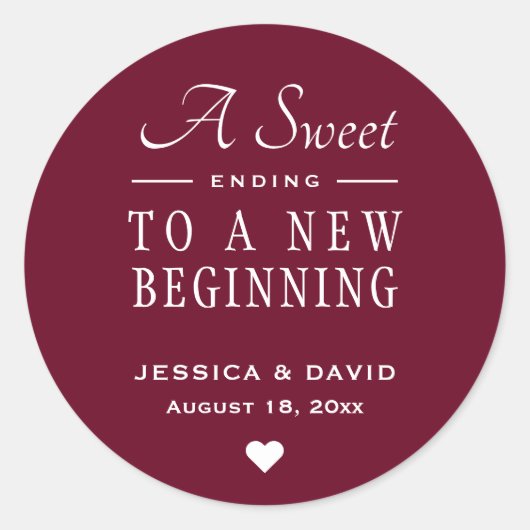 Un Sticker De Faveur Mariage Bourgogne Sucré Termi (Devant)