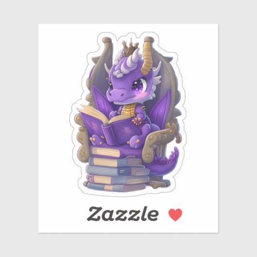 Un Sticker De Lecture De Dragon Violet (Feuille)