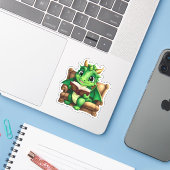 Un Sticker De Lecture Dragon Vert (Ordinateur portable avec iPhone)