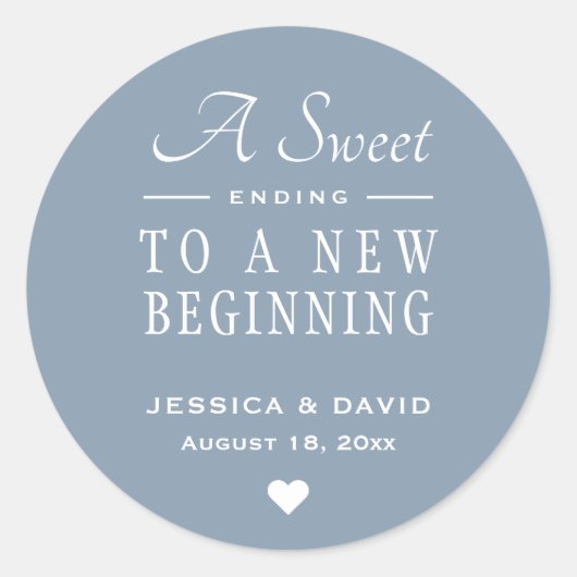 Un Sticker Sweet Ending Dusty Blue Wedding Favor (Devant)
