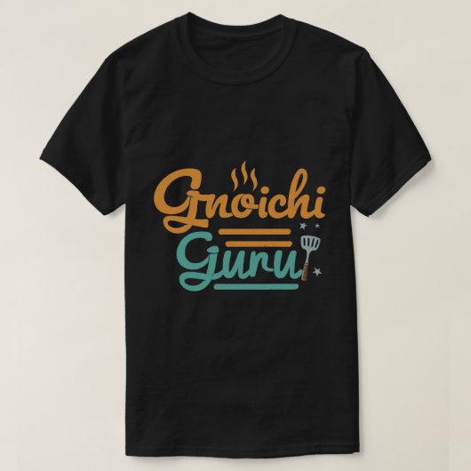 Un T-shirt avec le texte "Gnocchi Guru". (Design devant)