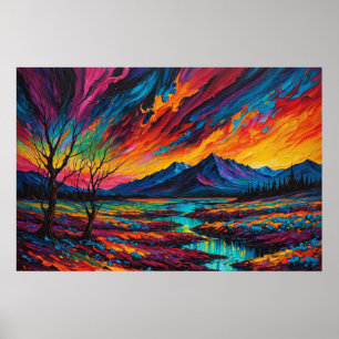 Un tableau Abstrait d'un coucher de soleil