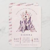 Un teepee invitation de fête d'anniversaire sauvag (Devant / Derrière)