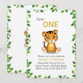 Un Tigre sauvage 1er Invitation anniversaire (Devant / Derrière)