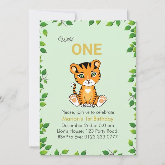 Un Tigre sauvage 1er Invitation anniversaire (Devant)