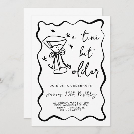 Un Tini Un Peu Plus Ancien Invitation D'Anniversai (Devant / Derrière)