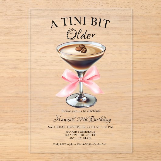 Un Tini Un Peu Plus Ancien Martini Invitation Anni (Recto)