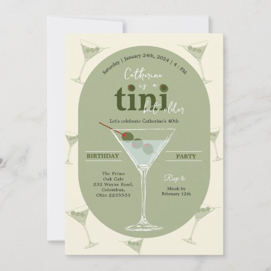 Un Tini Un Peu Plus Ancien Martini Invitation Anni (Devant)
