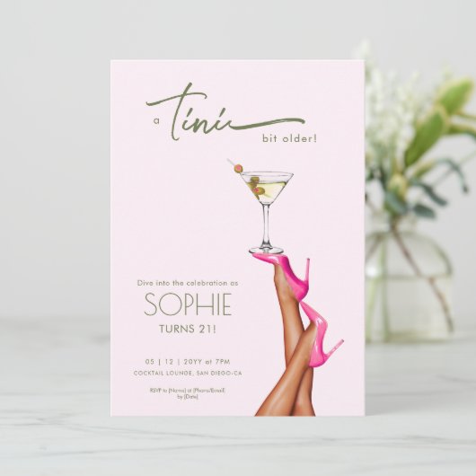 Un Tini Un Peu Plus Ancien Martini rose Invitation (Debout devant)