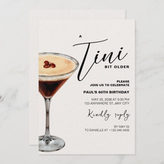 Un Tini Un peu plus vieux Invitation de fête d'ann (Devant / Derrière)
