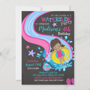 Un toboggan aquatique Invitation d'anniversaire / 