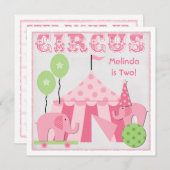 Un tour rose à droite Invitations d'anniversaire a (Devant / Derrière)