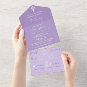 Un Tout en une invitation Floral Cross Baptism Lilac