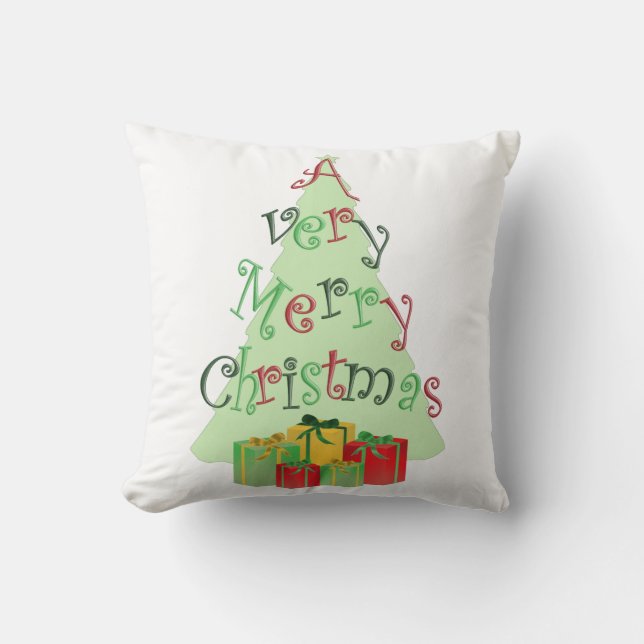 Un très joyeux Coussin de Noël avec arbre et cadea (Recto)