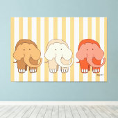 Un trio d'éléphants sur toile (Insitu (Plancher de Bois))