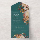 Un Turquoise Floral Mariage tout en une invitation (À l'intérieur)