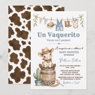 Un Vaquerito Viene en Camino Spaanse Baby Shower Kaart