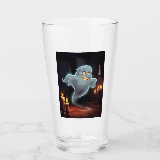 Un verre avec un fantôme souriant. (Devant)