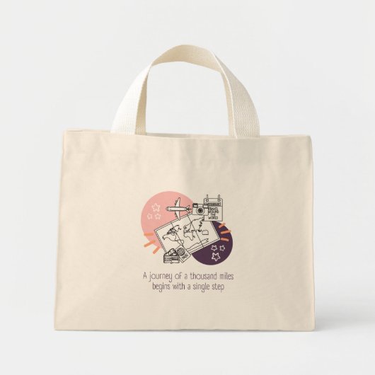 Un viaje comienza con un paso mini tote bag (Voorkant)