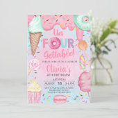 Un-vier-gettable snoepjes meisje 4e verjaardag uit kaart (Staand voorkant)