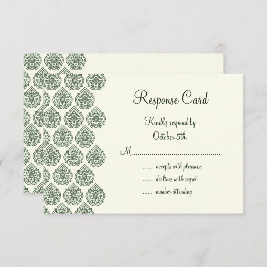 Un Vintage Damask RSVP (vert) (Devant / Derrière)