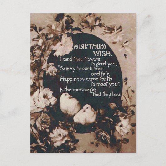 Un vœu d'anniversaire Colombes Carte postale vinta (Devant)