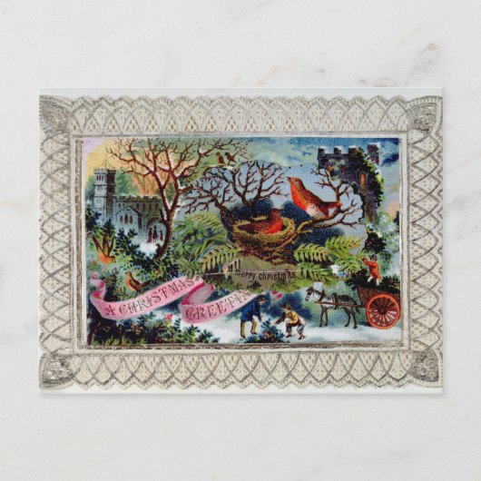 Un voeux de Noël, carte postale victorienne (Devant)