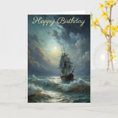 Un voilier dans l'océan Carte d'anniversaire (Fleur jaune)