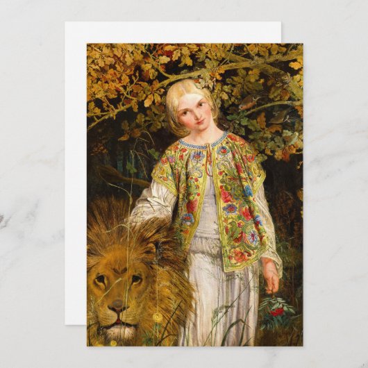 Una en de leeuw, 1860, William Bell Scott Feestdagenkaart (Voorkant / Achterkant)