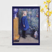 Una in Blauwe Kleding Kaart (Gele Bloem)